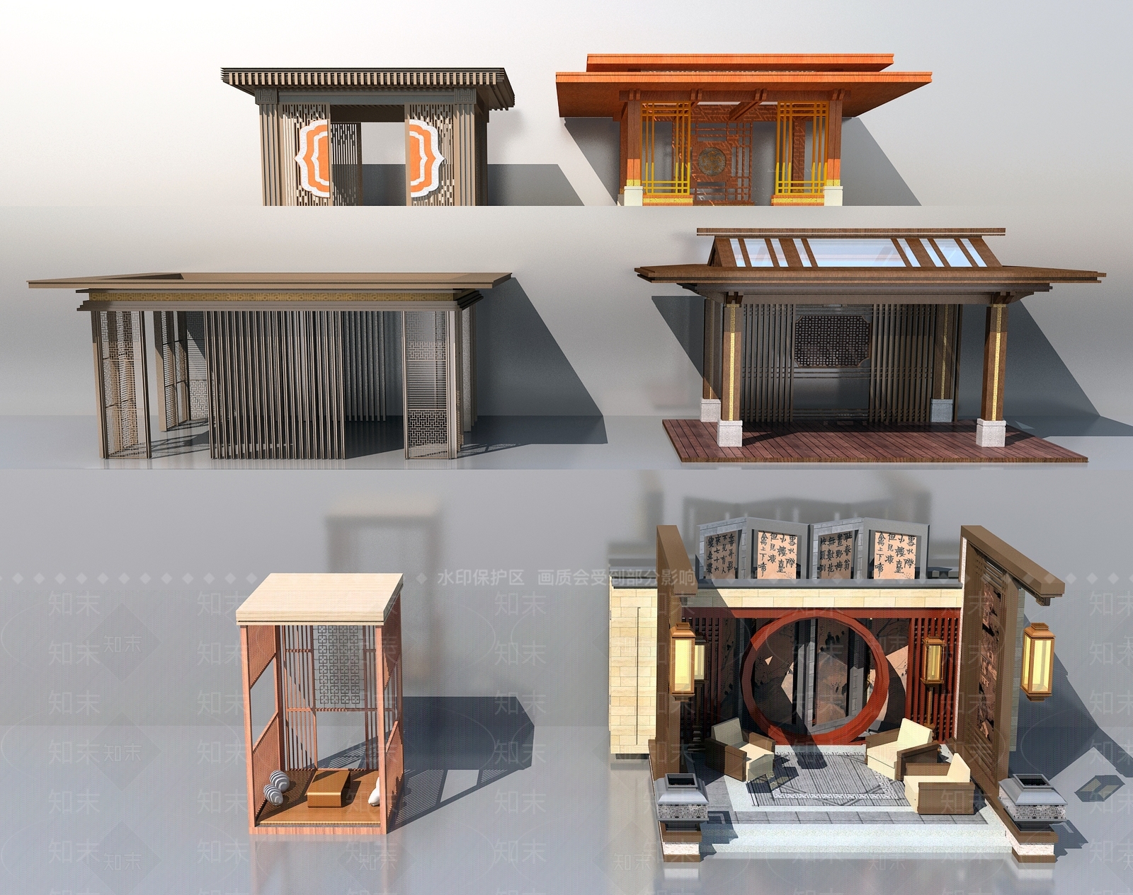 新中式凉亭3D模型下载【ID:1103045502】