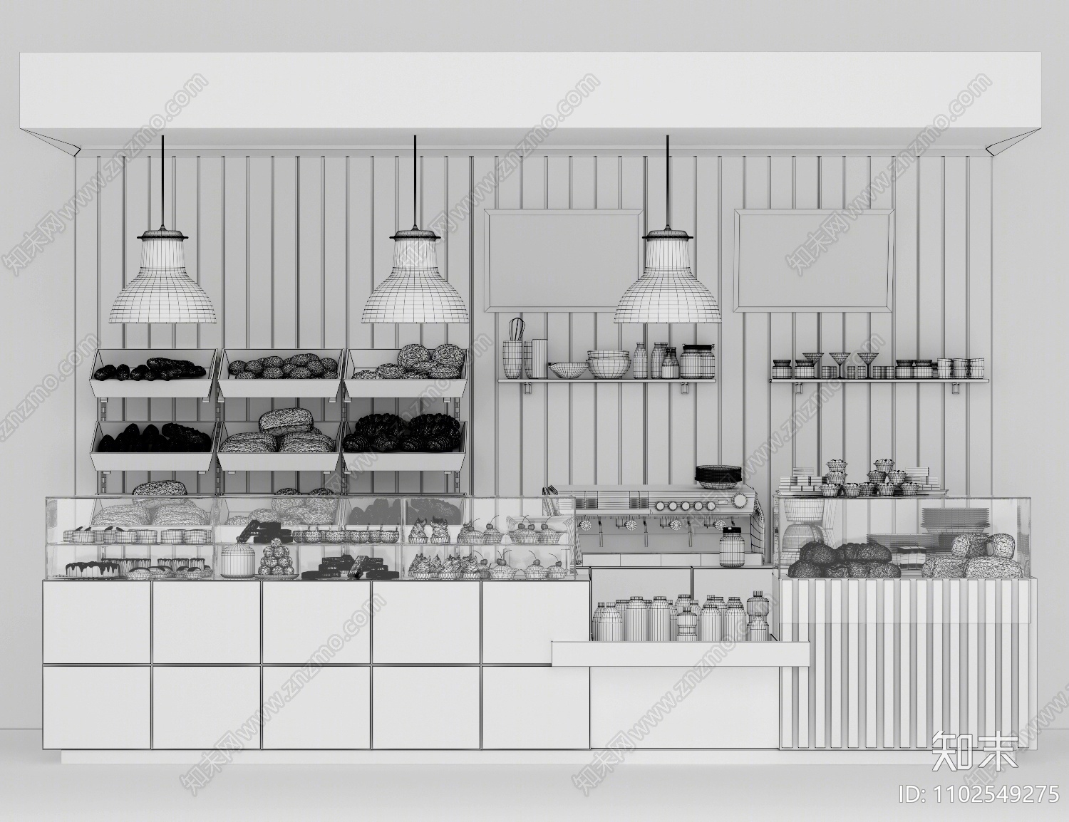 工业风甜品面包店工作台3D模型下载【ID:1102549275】