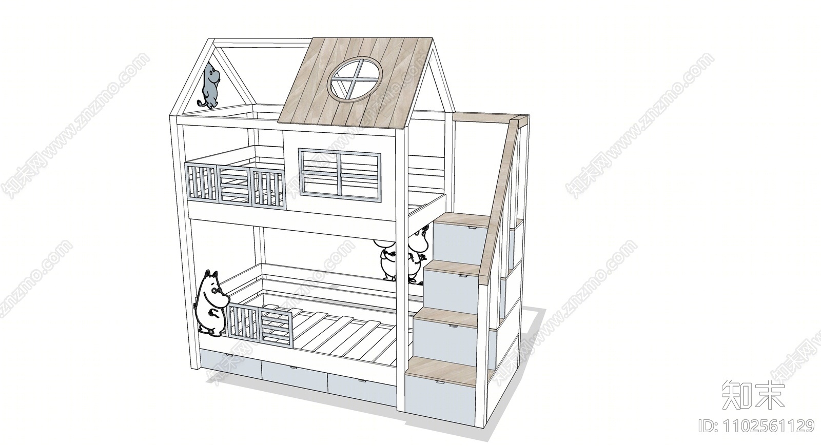 北欧双层床SU模型下载【ID:1102561129】