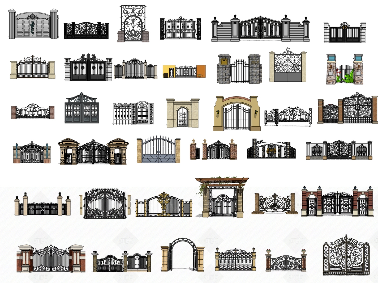 欧式别墅大门SU模型下载【ID:1102565744】