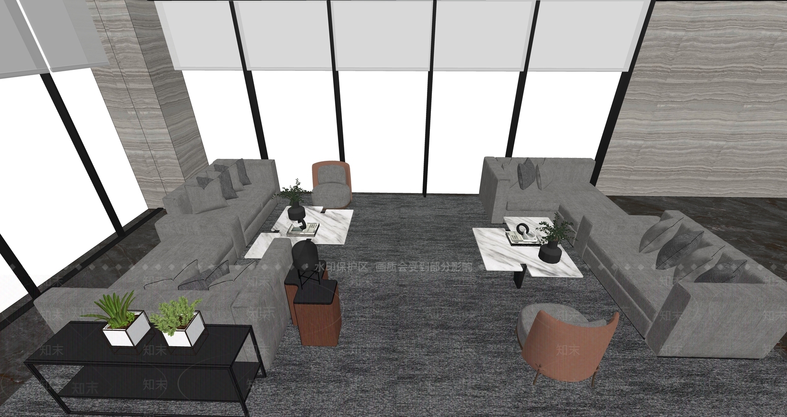 新中式公司休息区SU模型下载【ID:1102568425】