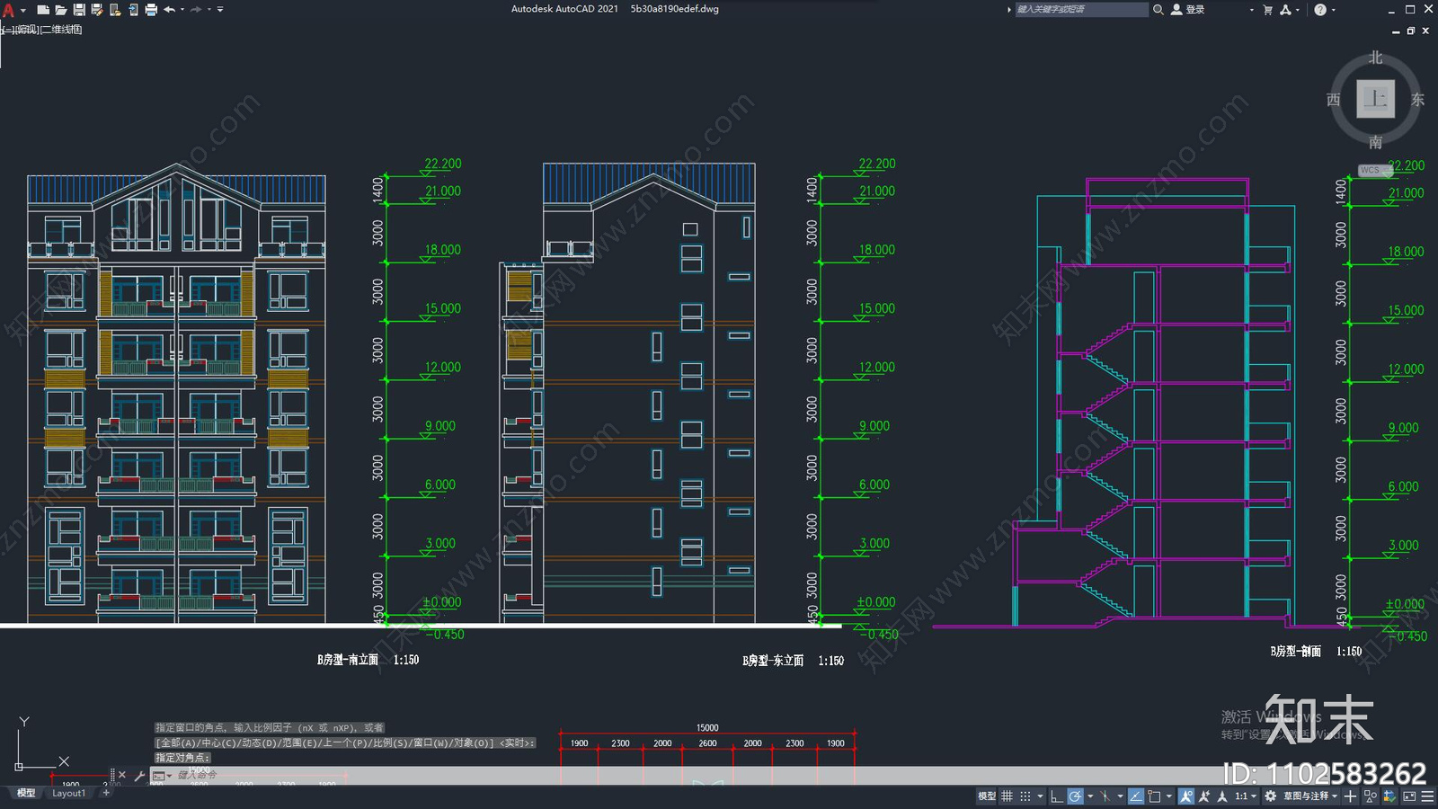 中式楼盘建筑户型设计cad施工图下载【ID:1102583262】