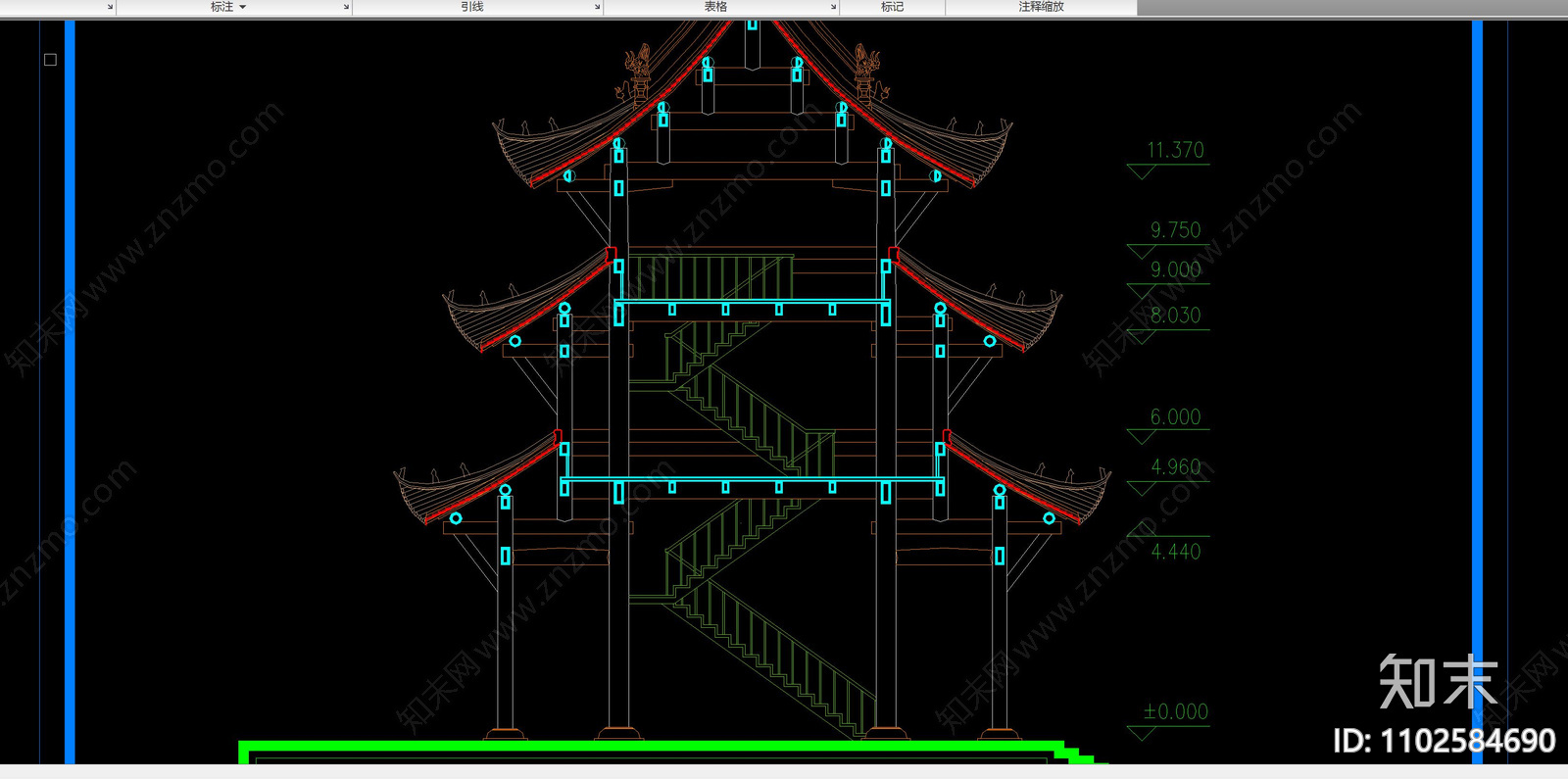 寺庙古建筑cad施工图下载【ID:1102584690】