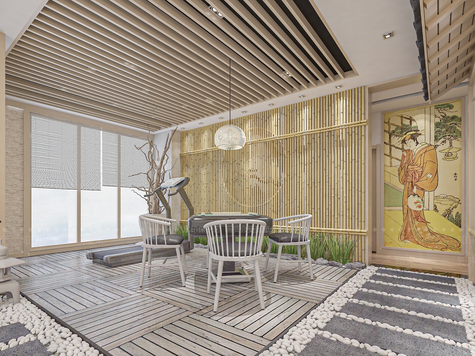 日式家居麻将房SU模型下载【ID:1102587918】