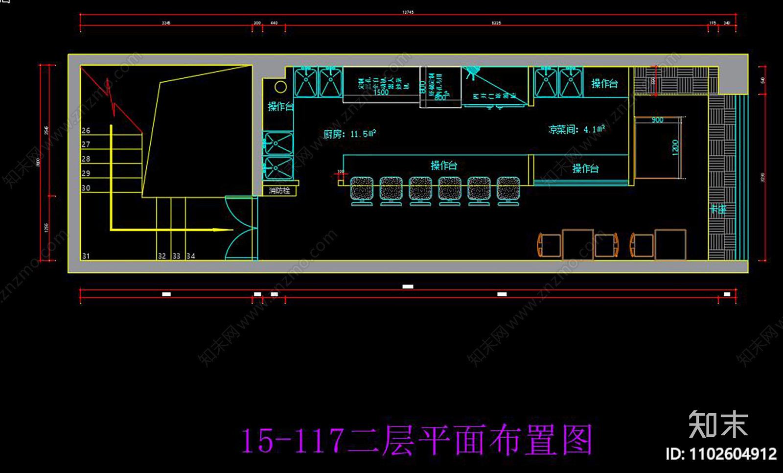 二层餐饮店平面cad施工图下载【ID:1102604912】