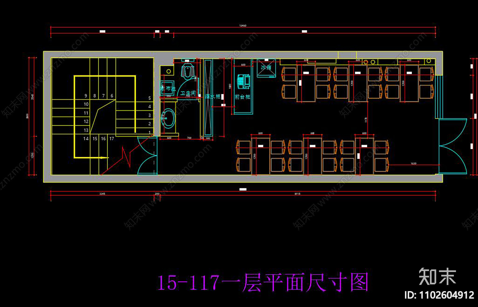 二层餐饮店平面cad施工图下载【ID:1102604912】