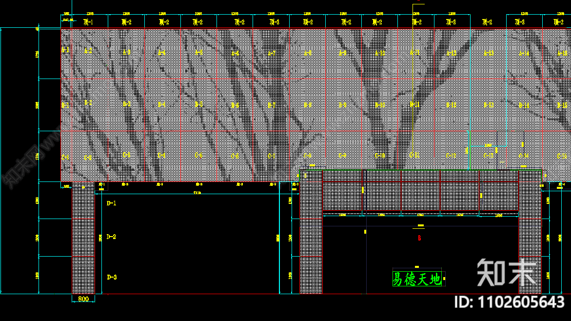 艺术门头冲孔铝板cad施工图下载【ID:1102605643】