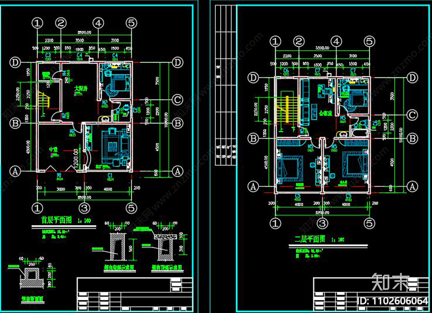 某农村别墅建筑CADcad施工图下载【ID:1102606064】