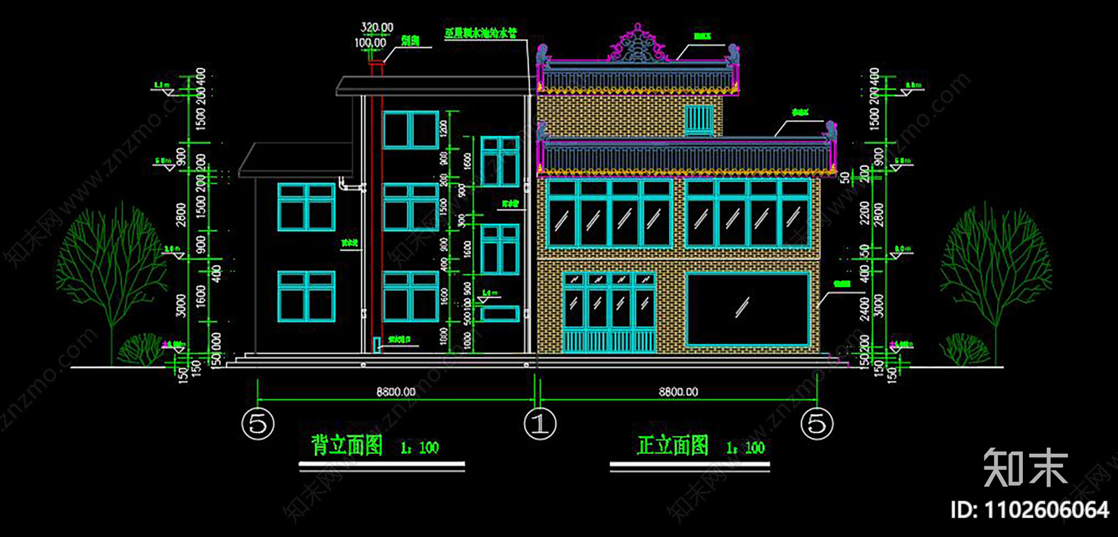 某农村别墅建筑CADcad施工图下载【ID:1102606064】