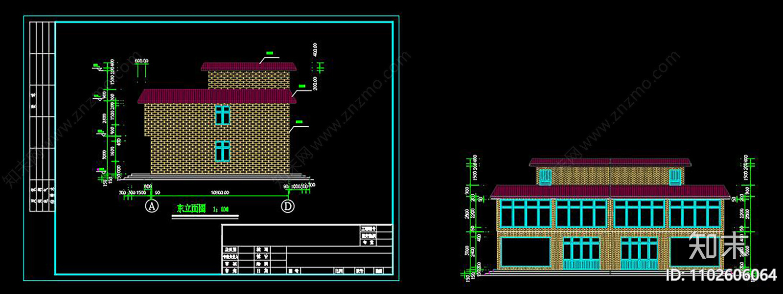 某农村别墅建筑CADcad施工图下载【ID:1102606064】