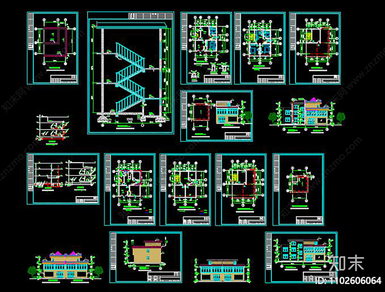 某农村别墅建筑CADcad施工图下载【ID:1102606064】