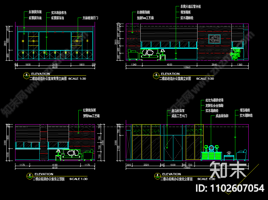 奔腾科技办公室cad施工图下载【ID:1102607054】