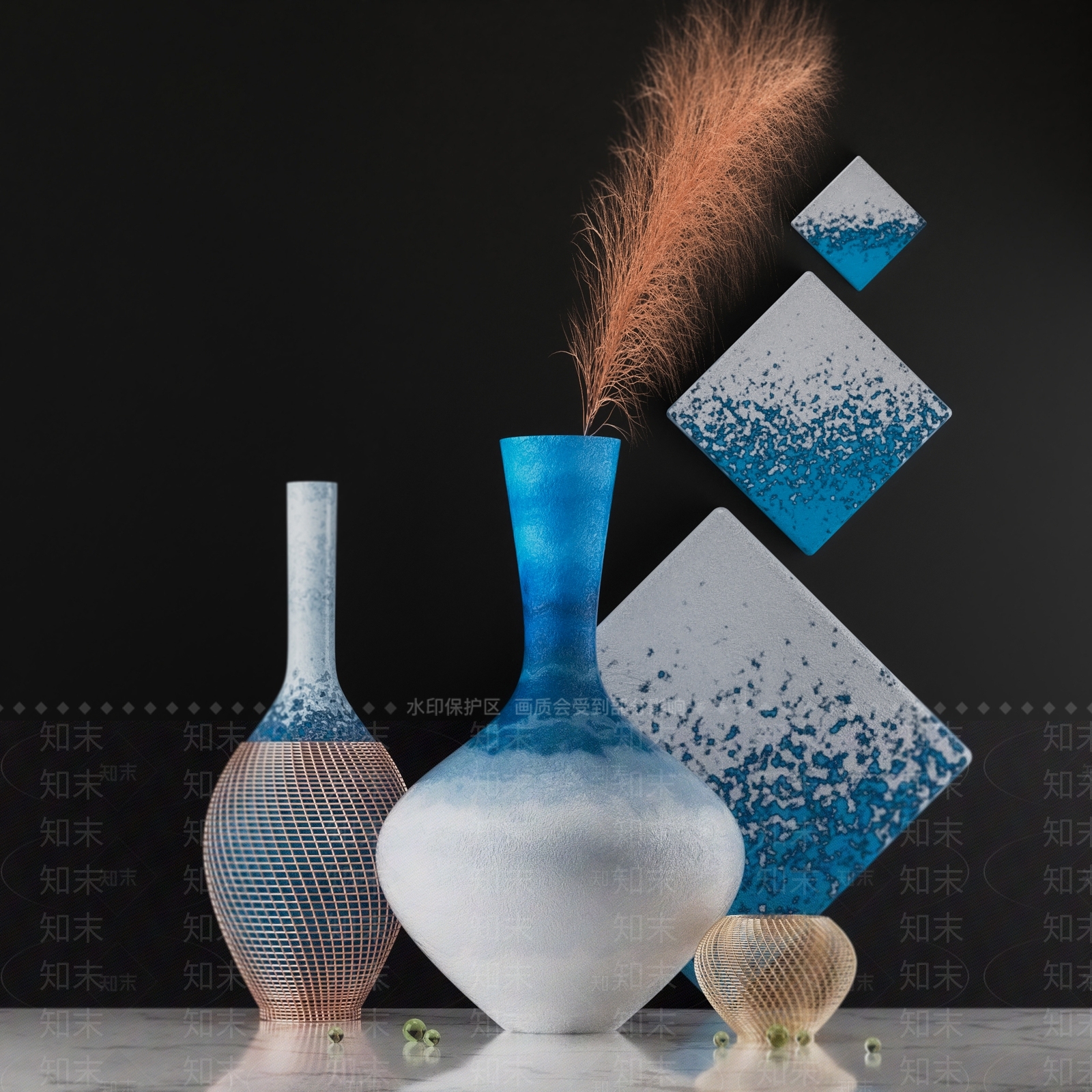 现代干枝花瓶摆件SU模型下载【ID:1102611601】