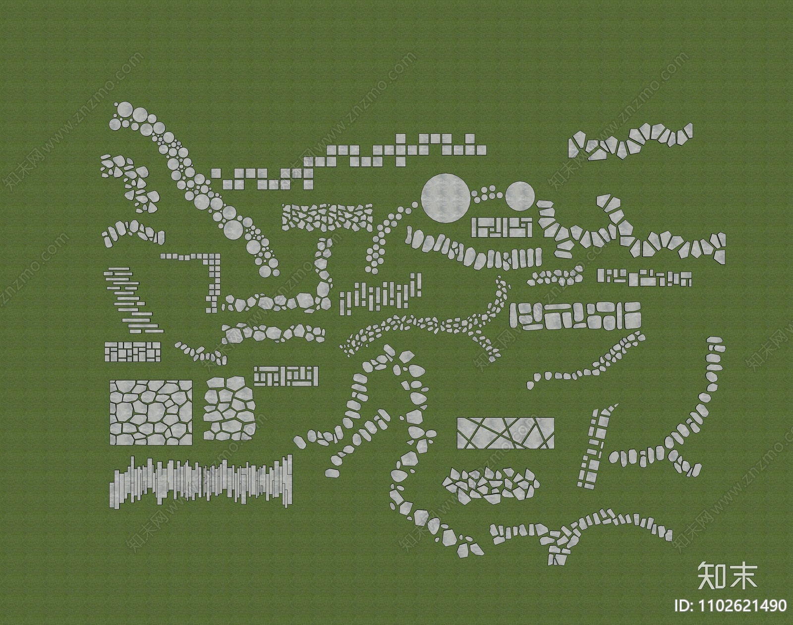 现代风格石头小路SU模型下载【ID:1102621490】