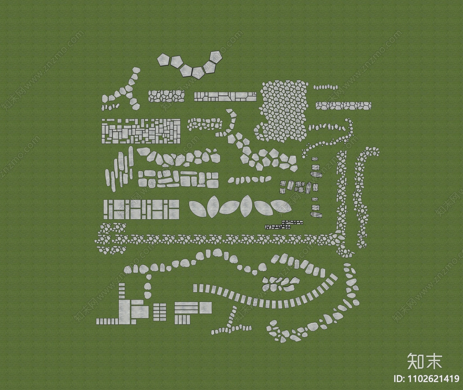 现代风格石头小路SU模型下载【ID:1102621419】