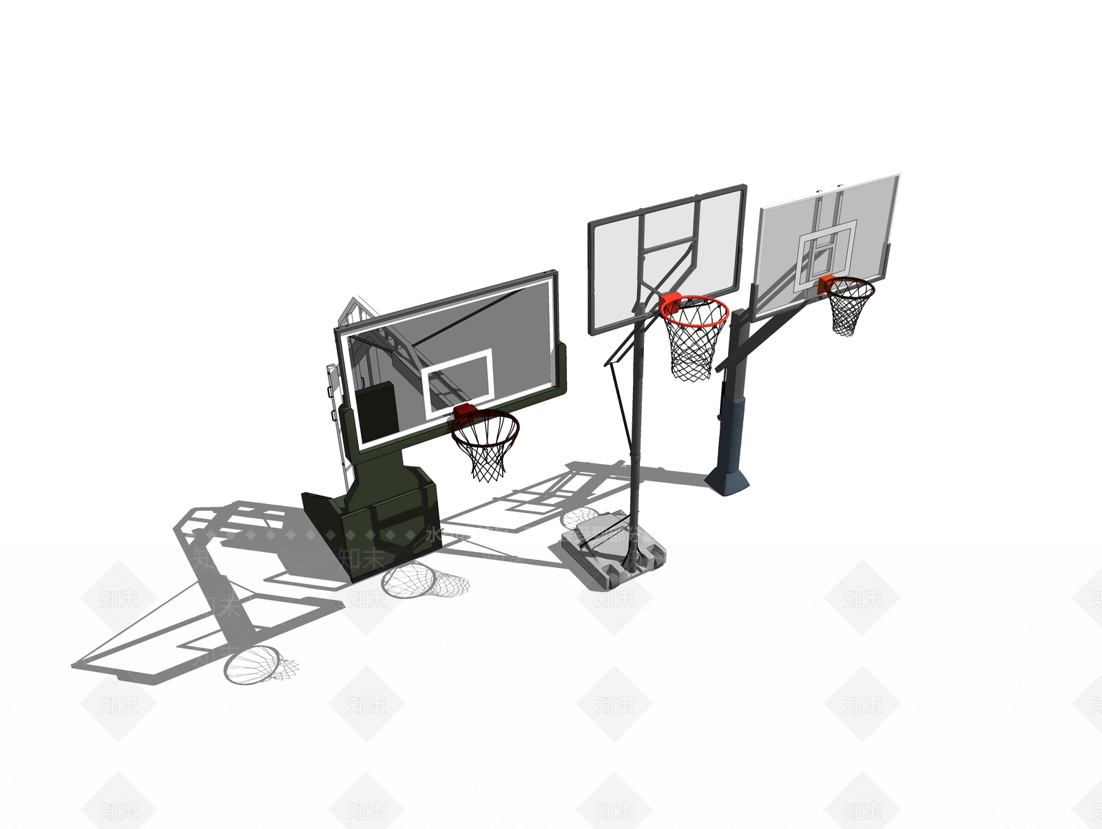 现代篮球架SU模型下载【ID:1102622011】