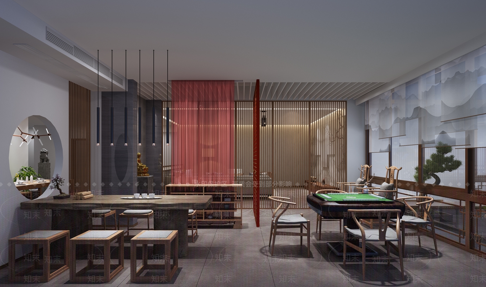新中式棋牌室SU模型下载【ID:1102657977】