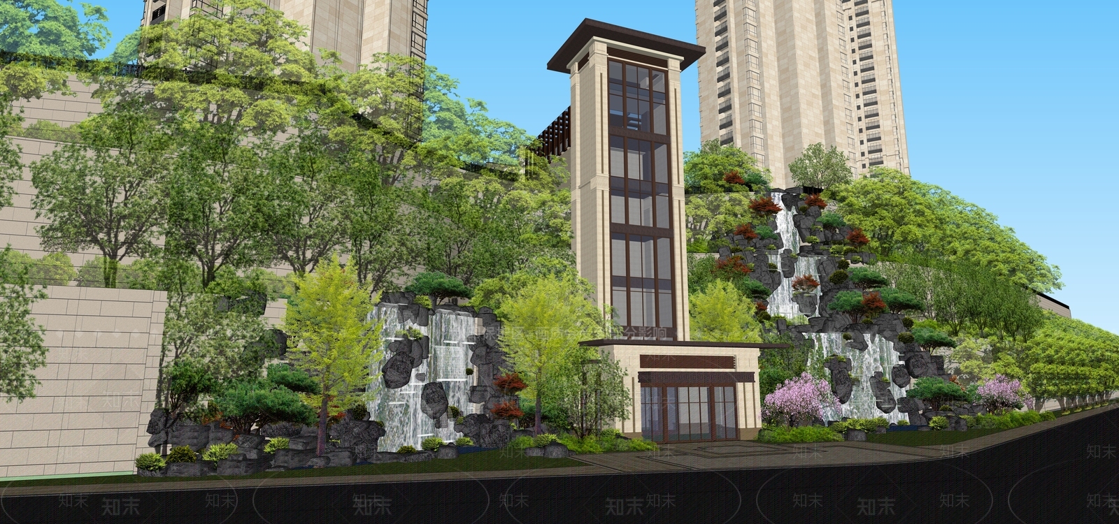 现代室外观光电梯SU模型下载【ID:1102662927】