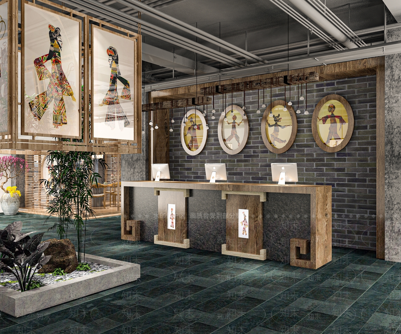 新中式餐馆前台SU模型下载【ID:1102680470】