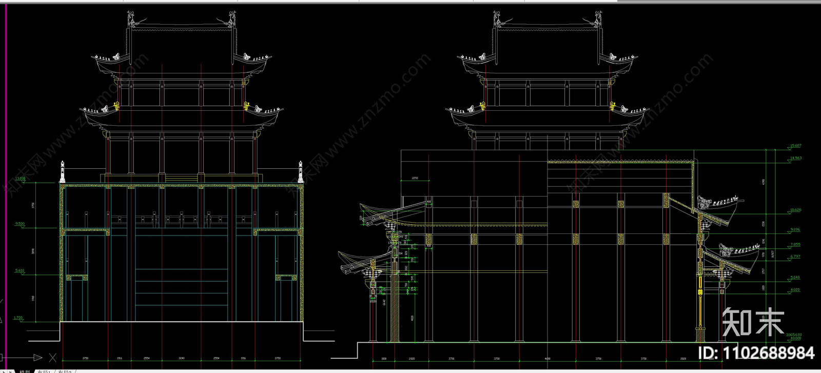 华藏寺大雄宝殿建筑整套完整施工图cad施工图下载【ID:1102688984】