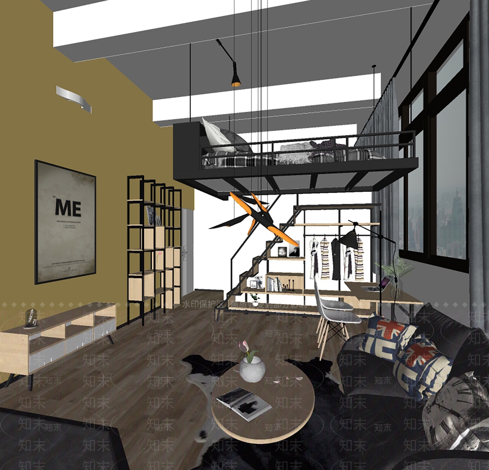 现代LOFT公寓SU模型下载【ID:1102715283】