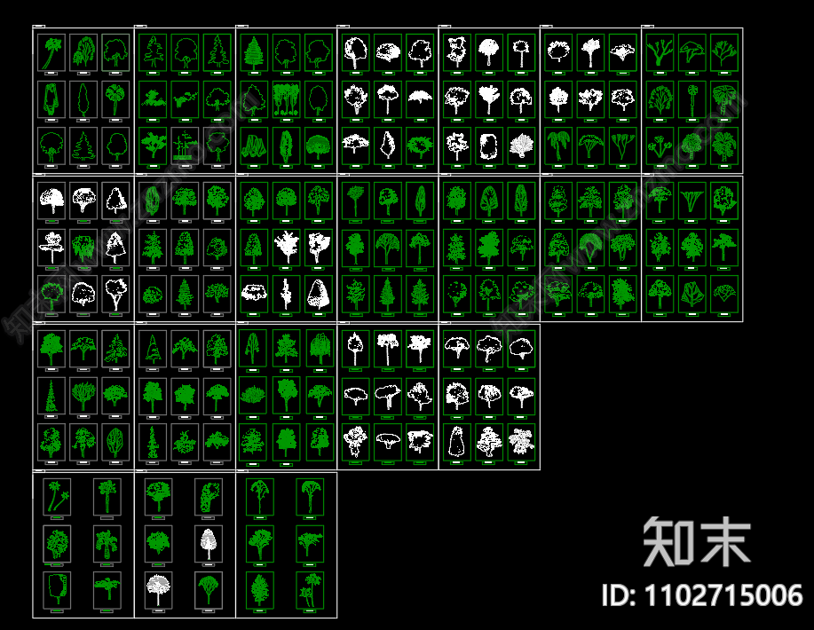 几十种植物立面图施工图下载【ID:1102715006】