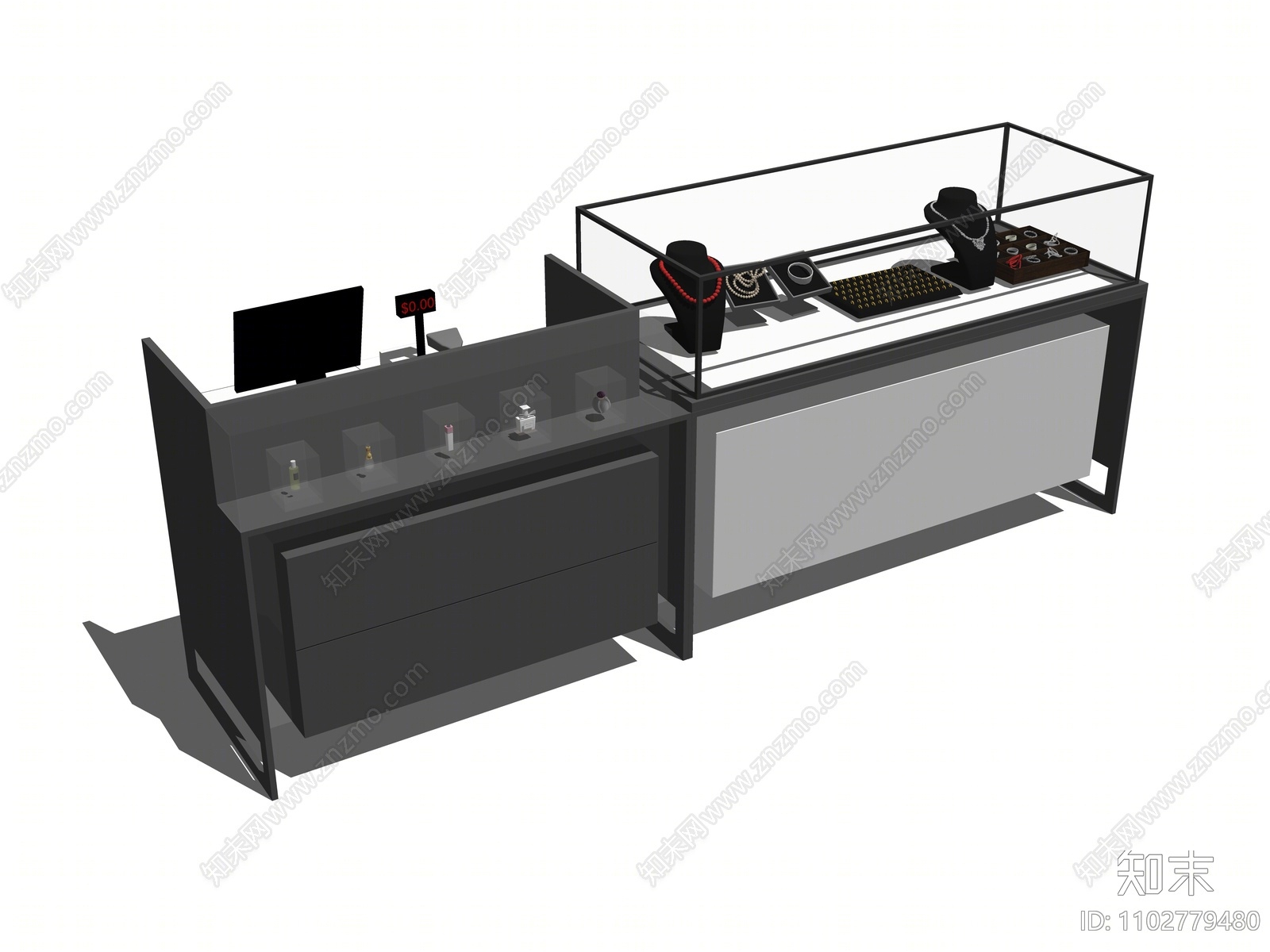 现代珠宝展柜SU模型下载【ID:1102779480】