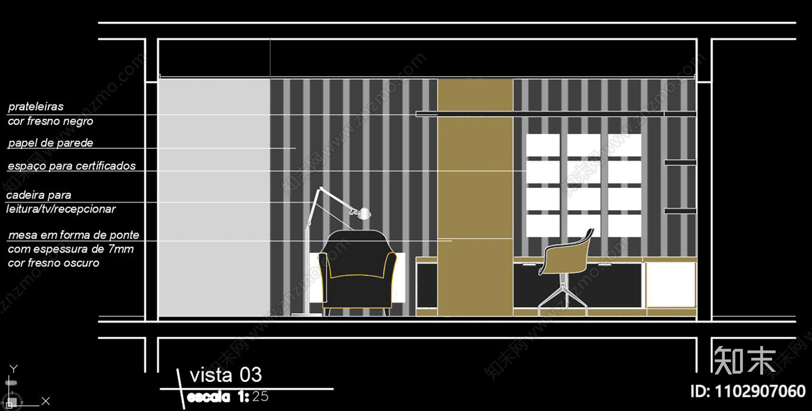 家庭办公室CAD施工图cad施工图下载【ID:1102907060】