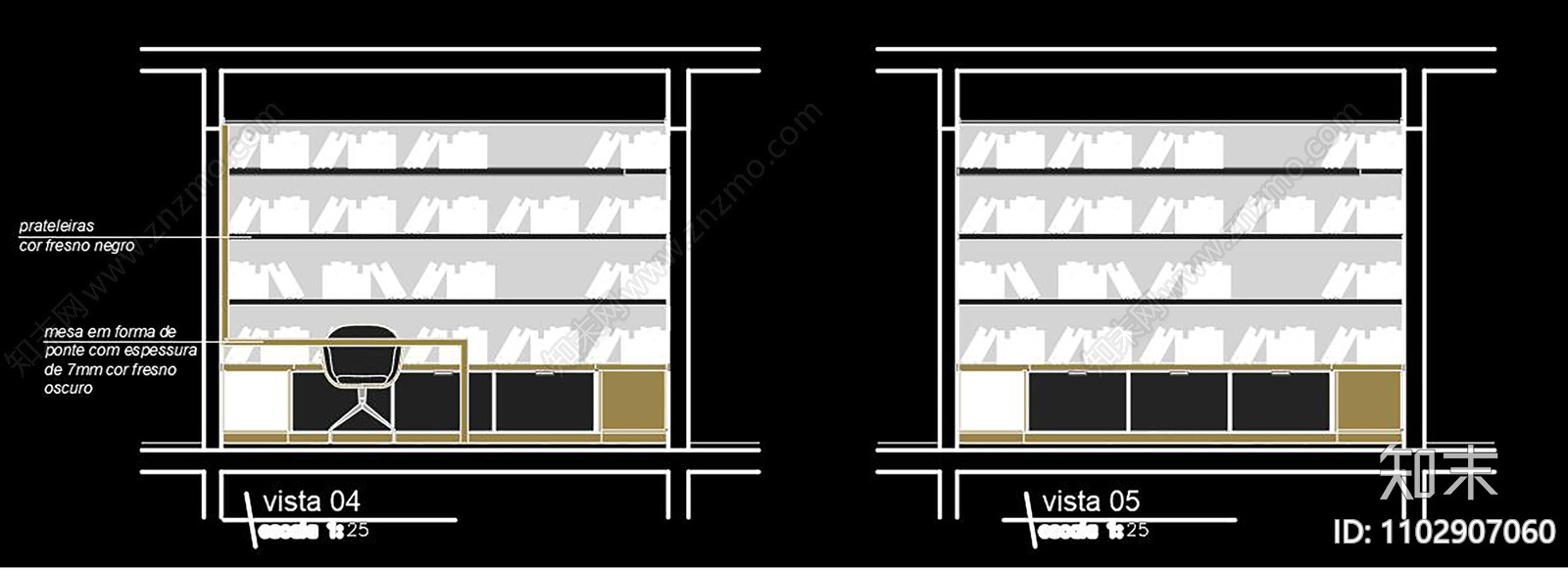 家庭办公室CAD施工图cad施工图下载【ID:1102907060】