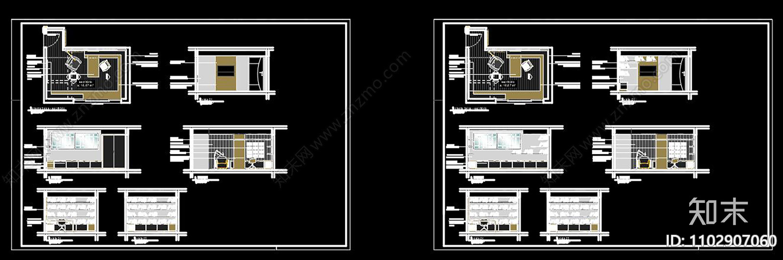 家庭办公室CAD施工图cad施工图下载【ID:1102907060】