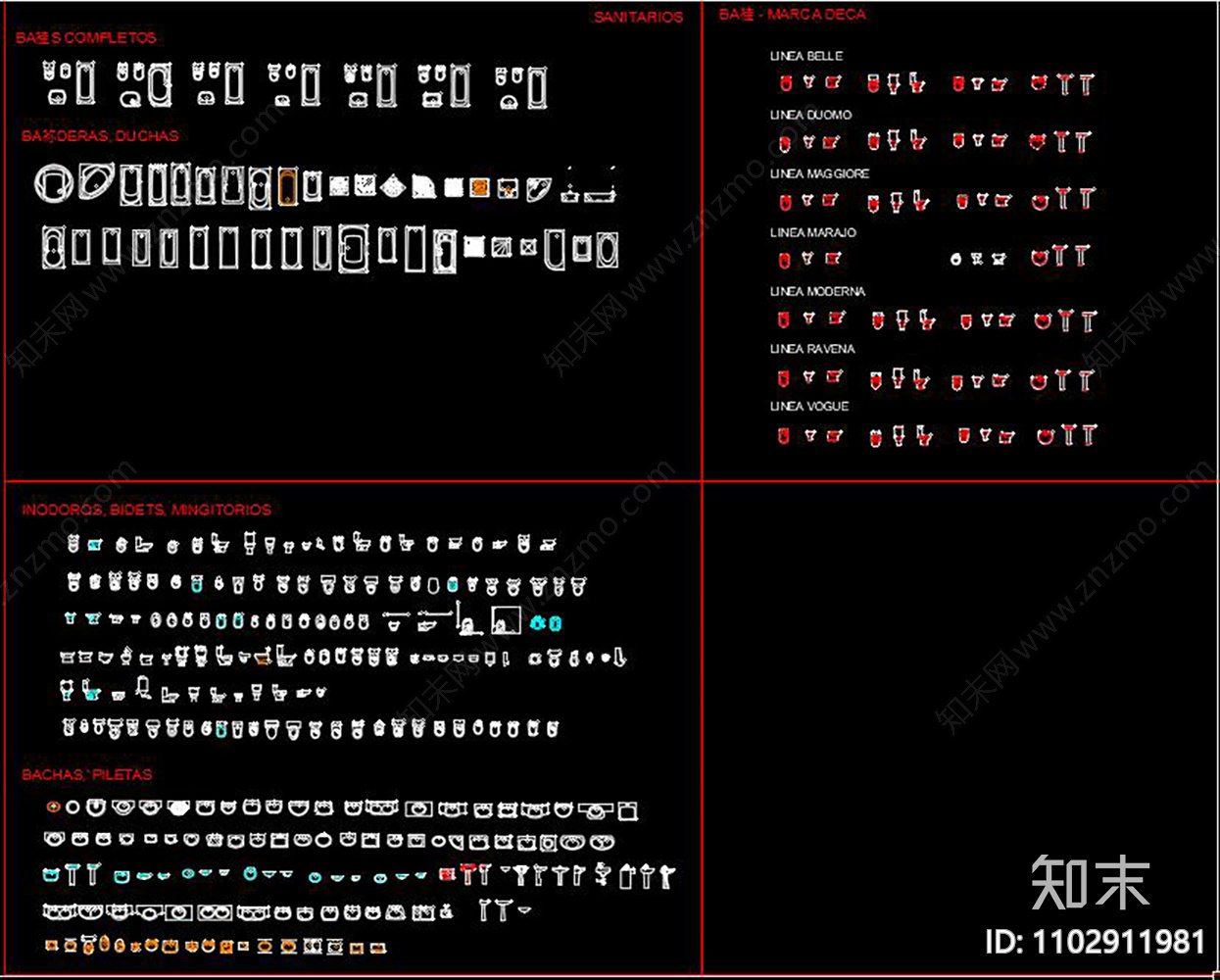 卫生间构件CAD图库cad施工图下载【ID:1102911981】