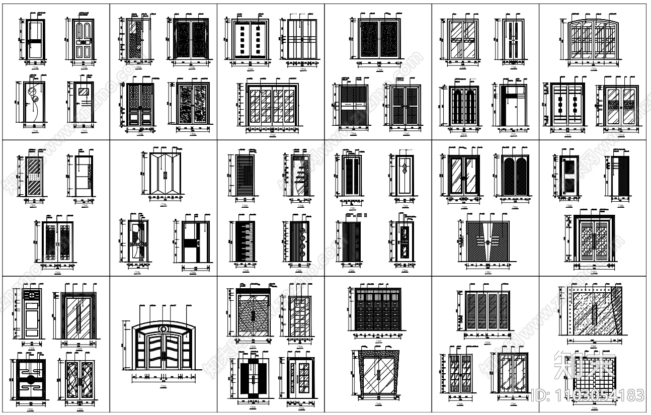 装修各类装饰门cad施工图下载【ID:1103054183】