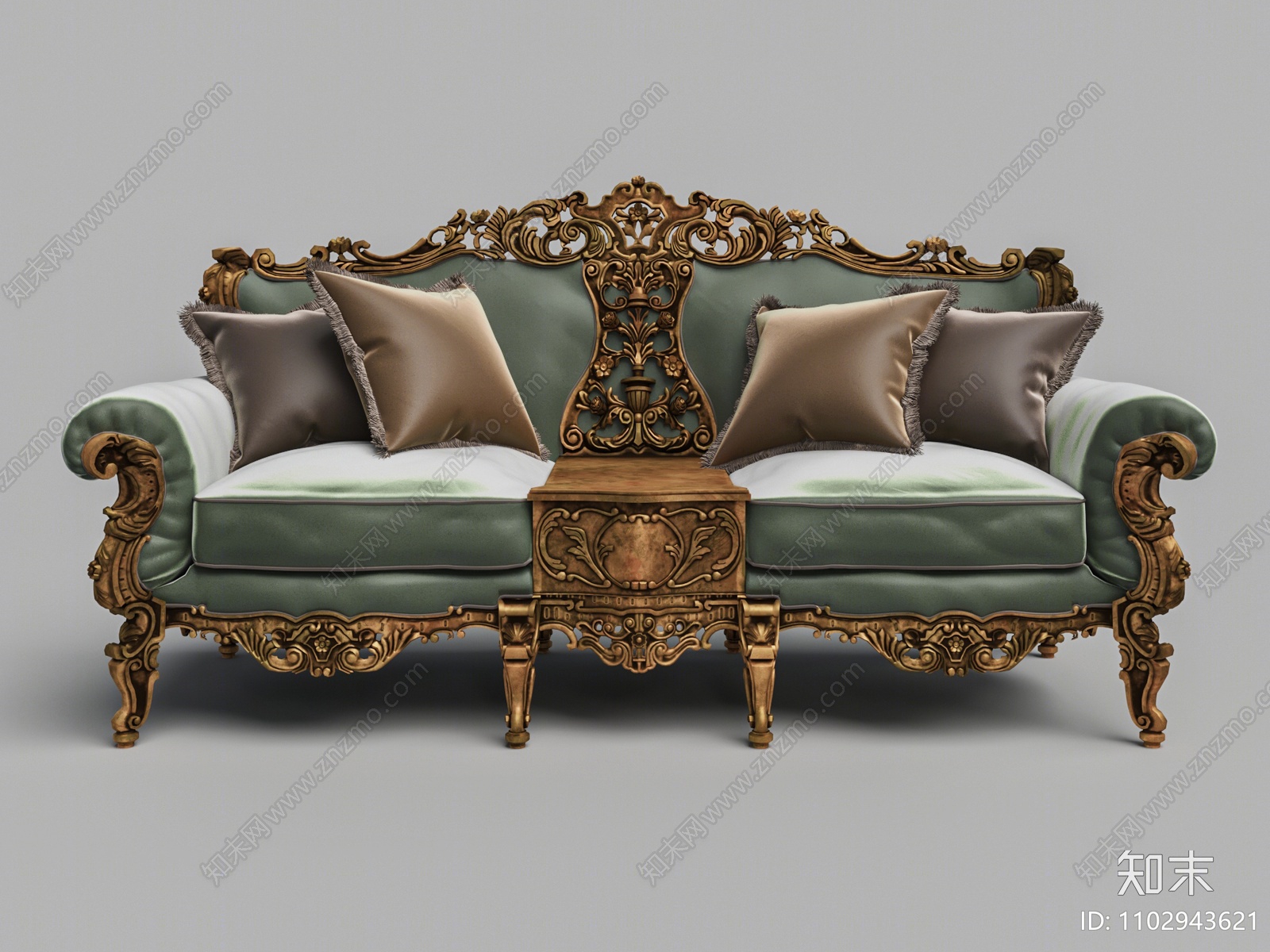 欧式古典双人沙发3d模型下载