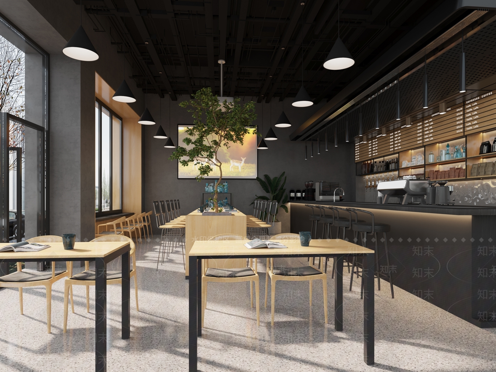 工业风奶茶咖啡店3D模型下载【ID:1102997465】