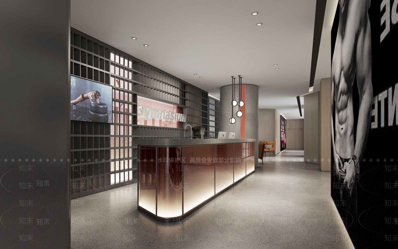 现代健身房前台3D模型下载【ID:1103021740】
