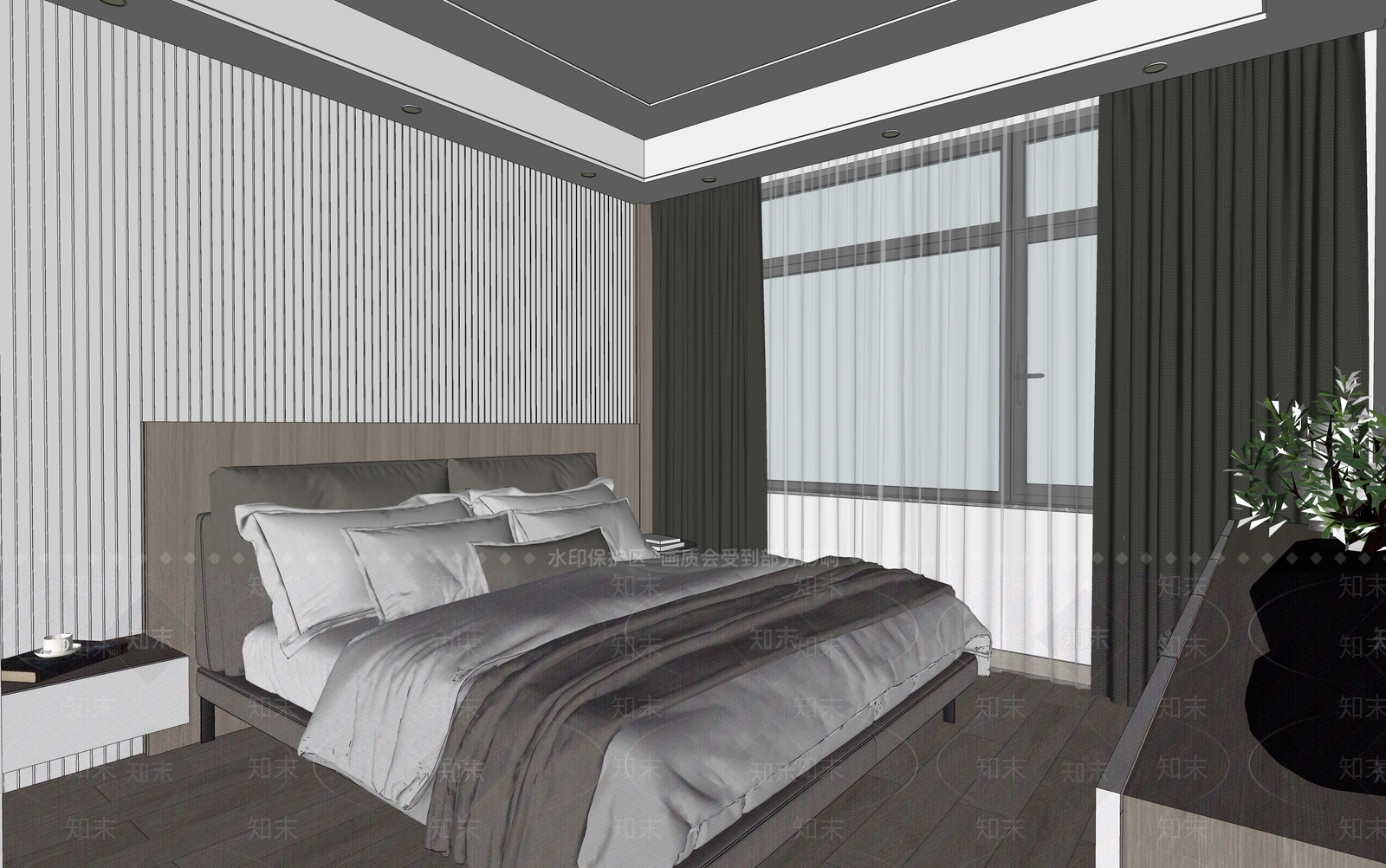 现代家居卧室SU模型下载【ID:1103033861】