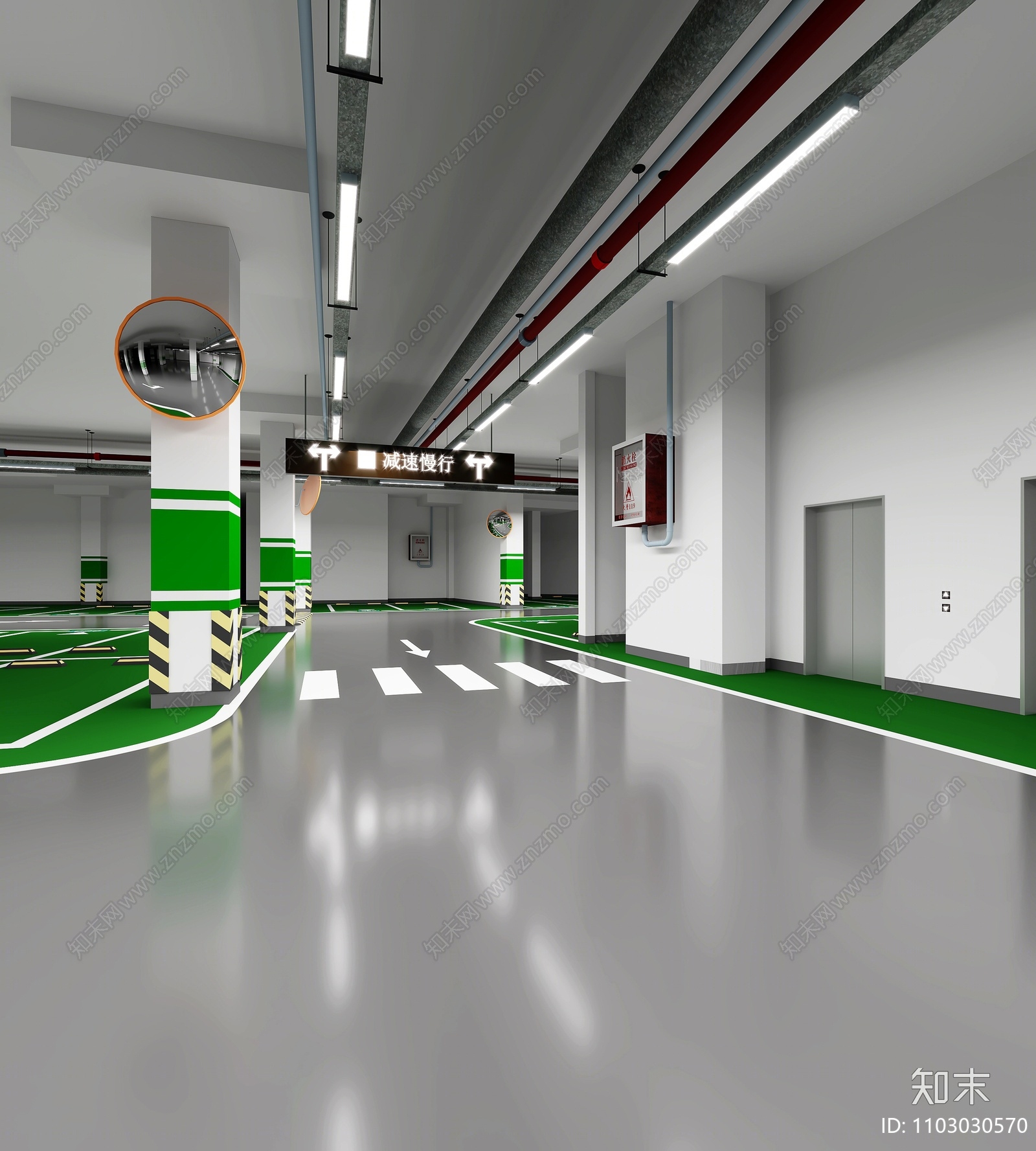 现代停车场3D模型下载【ID:1103030570】