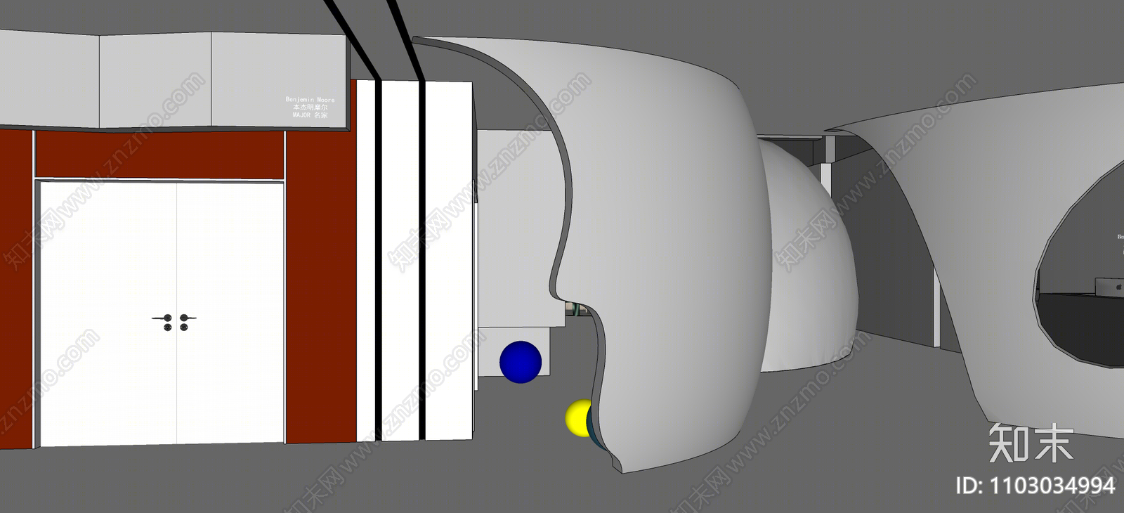 现代蛋形办公空间SU模型下载【ID:1103034994】
