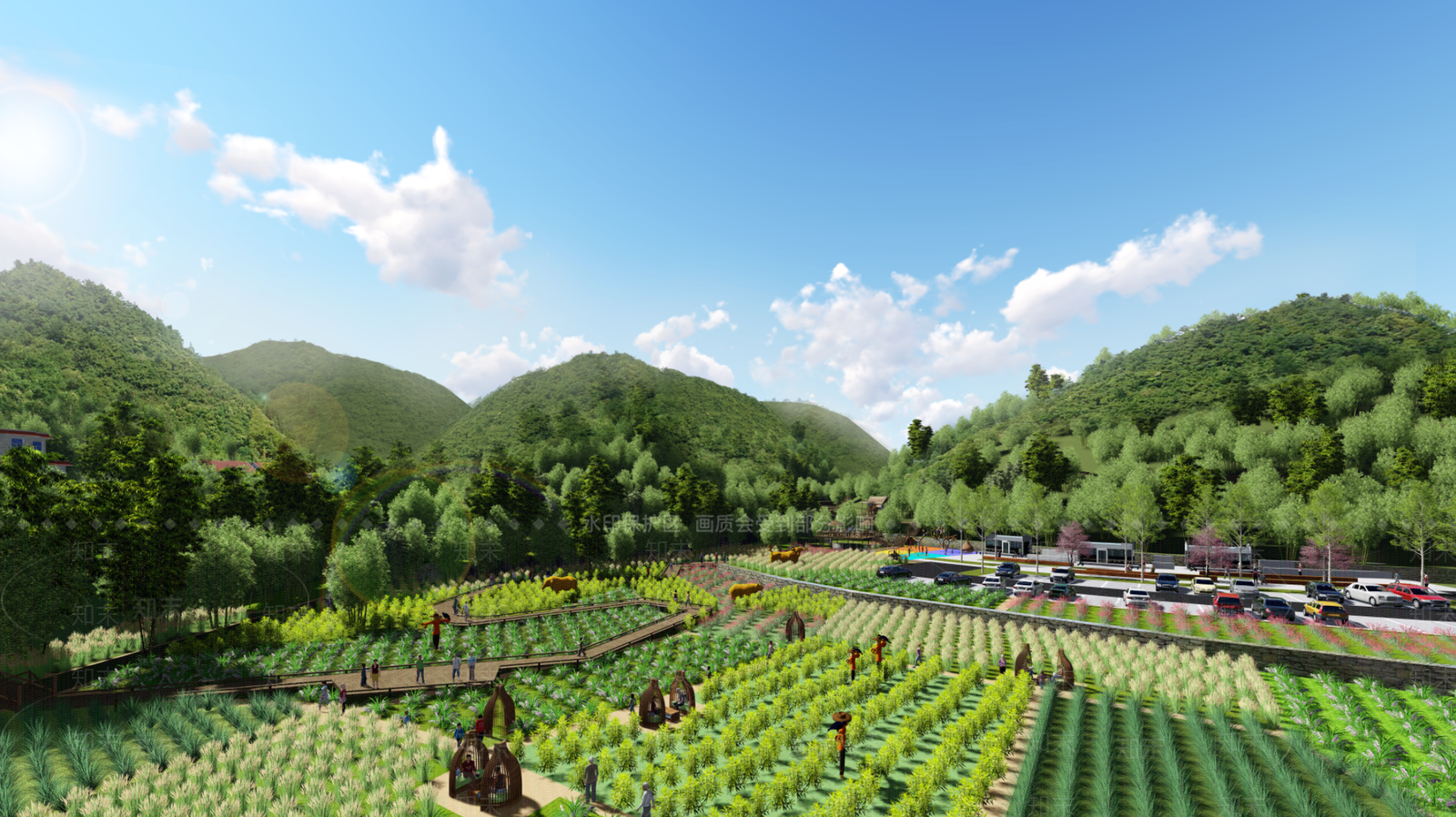 现代公园景观SU模型下载【ID:1103060832】