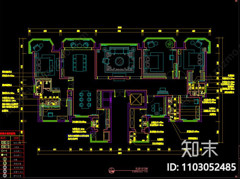 奢华欧式别墅CAD施工图下载【ID:1103052485】