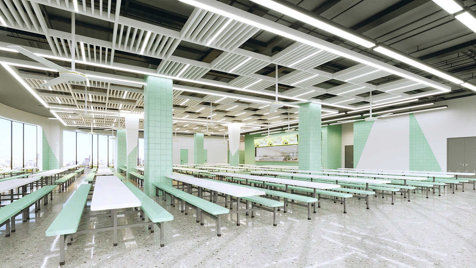 现代学校食堂3D模型下载【ID:1103054897】