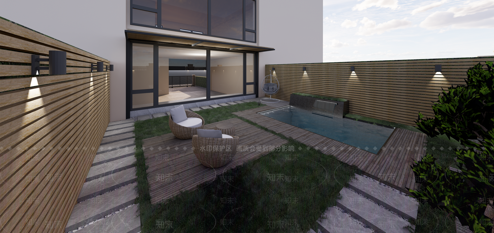 现代居家院子SU模型下载【ID:1103312360】