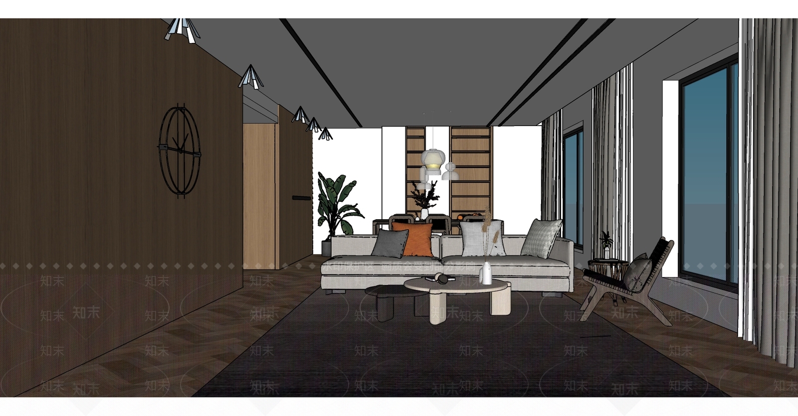 现代酒店套房内部SU模型下载【ID:1103058905】