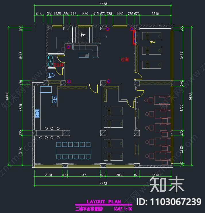 现代简约会所平面图cad施工图下载【ID:1103067239】