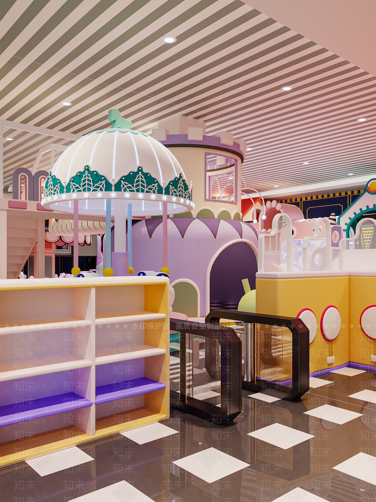 现代儿童游乐园3d模型下载