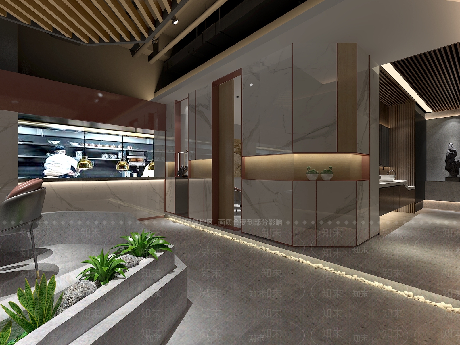 现代火锅店过道3D模型下载【ID:1103111761】