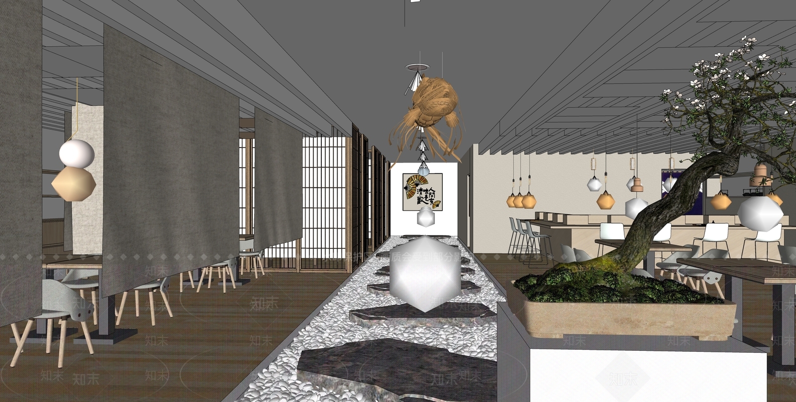日式日韩料理店SU模型下载【ID:1103133681】