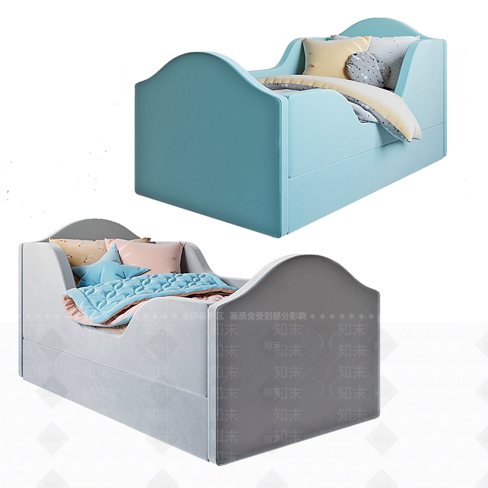 现代儿童床3D模型下载【ID:1103163231】