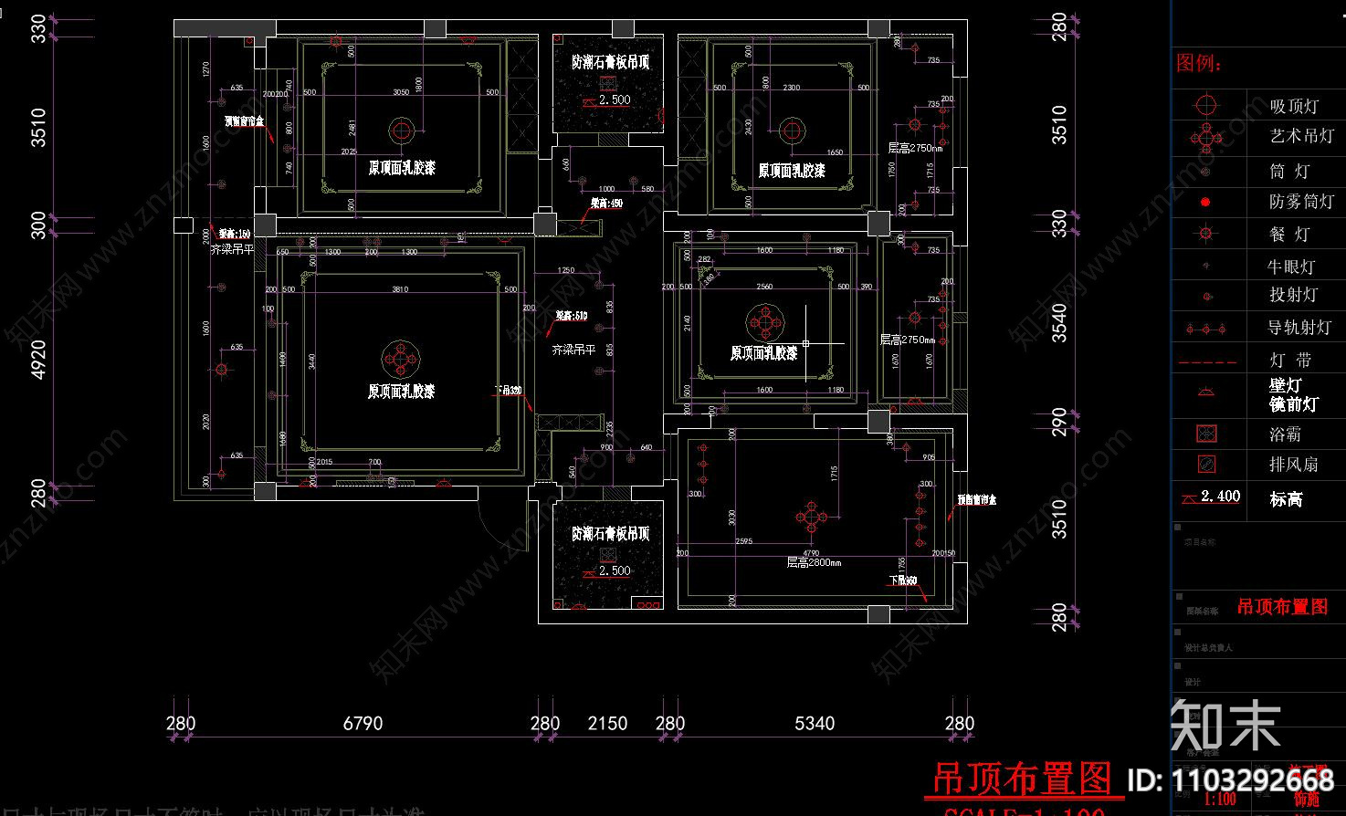 欧式简约室内装修cad施工图下载【ID:1103292668】