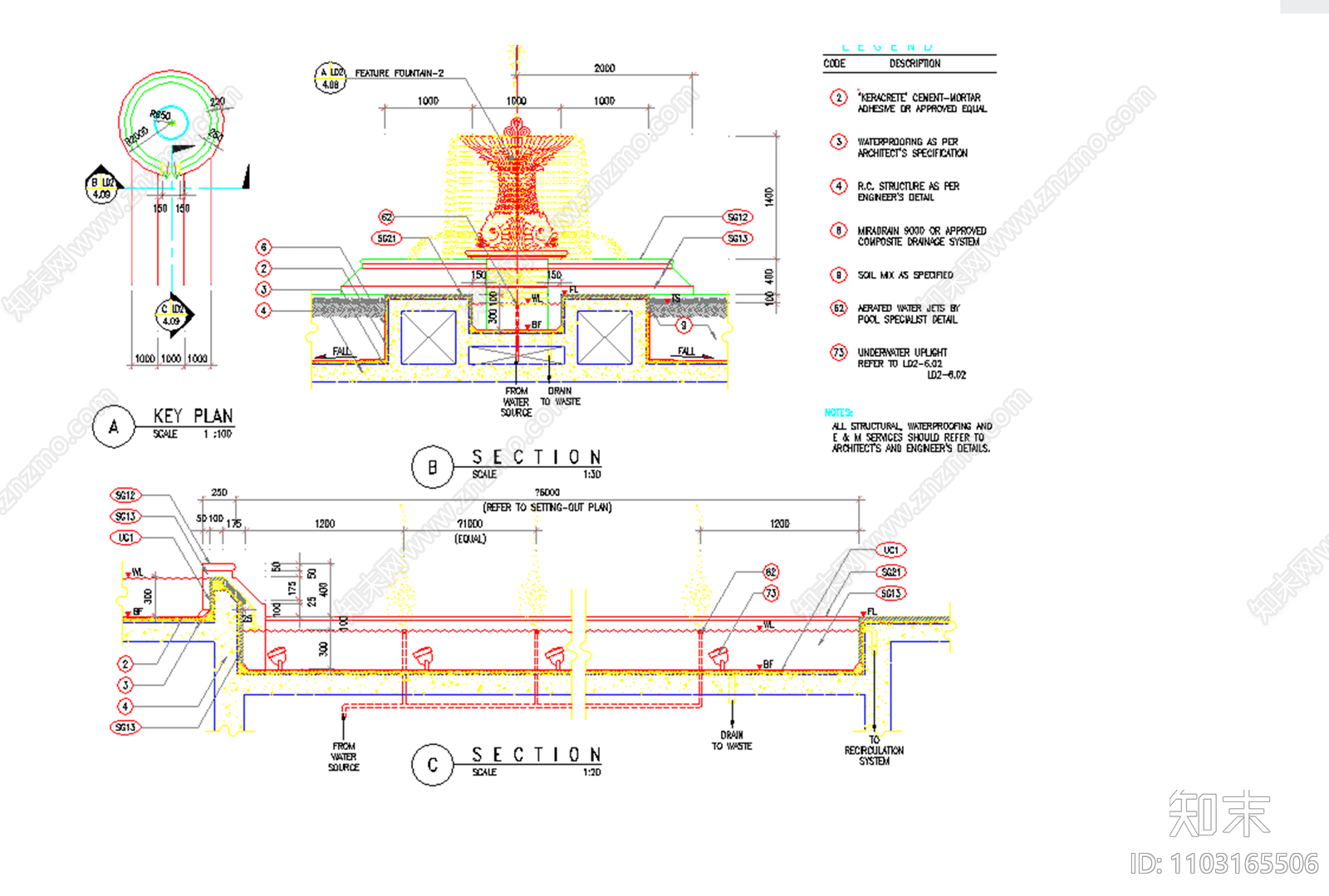 广场特色水体景观节点施工详图施工图下载【ID:1103165506】